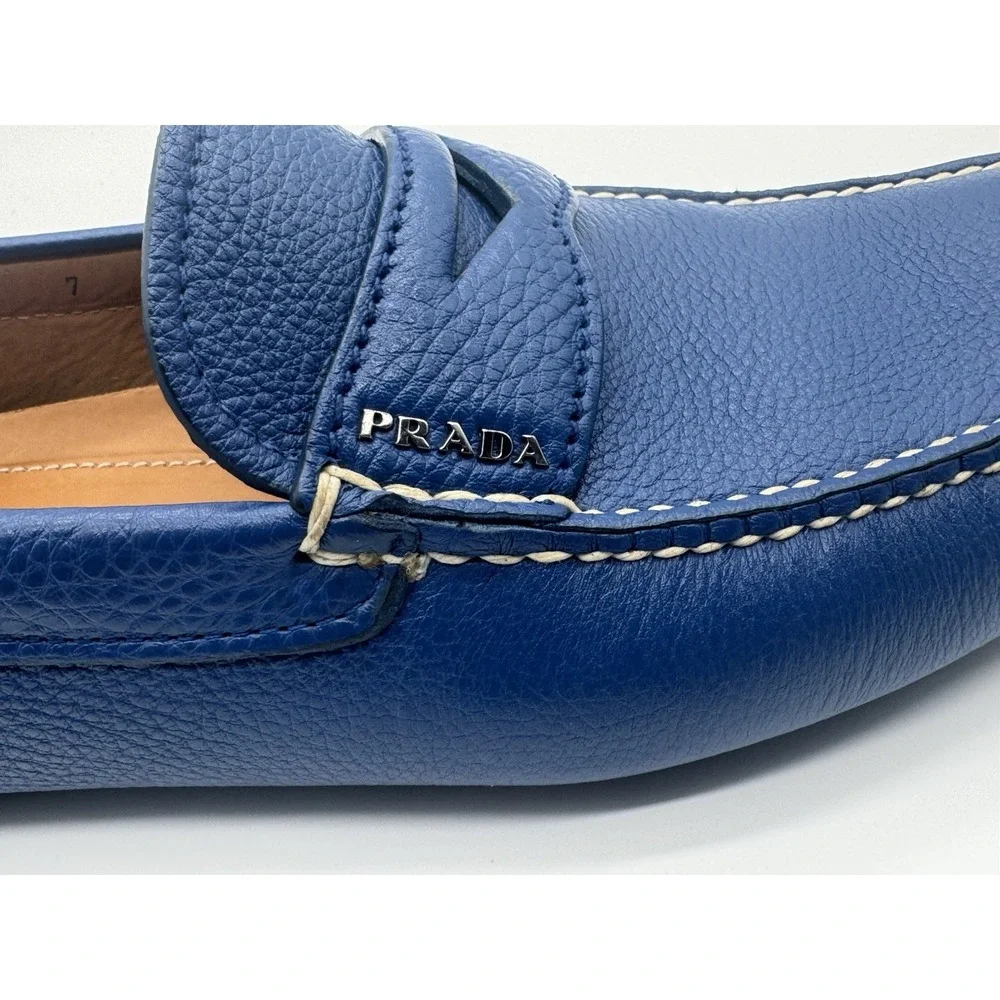 Prada blue leather